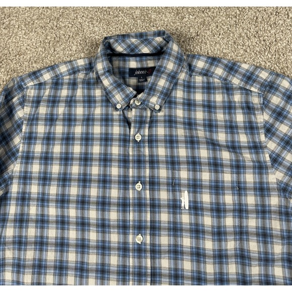 Johnnie-O Shirt Mens Large Blue Plaid Button Up Long Sleeve Egyptian Cotton - Picture 2 of 10